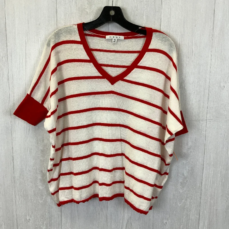 Top Short Sleeve By Cabi In Red & White, Size: Xs