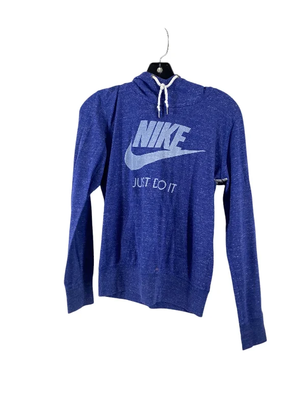 Athletic Top Long Sleeve Hoodie By Nike In Blue, Size: M