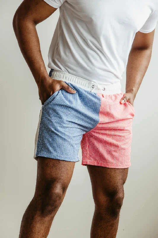 Simply Southern Vertical Stripe Swim Shorts for Men in Red and Blue | PP-0124-MN-SWIMSHORT-RED