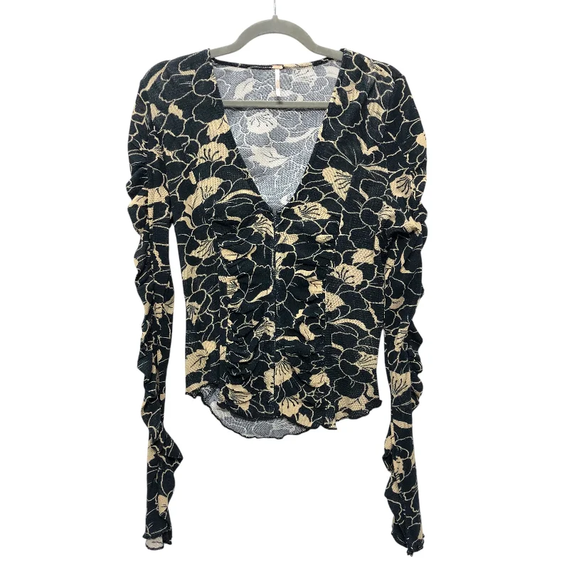 Top Ls By Free People In Black & Cream, Size:L