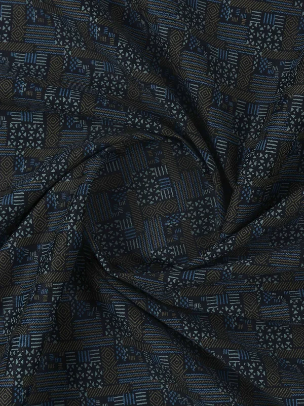 Mens Cotton Rich Oslo Printed Navy Blue Shirt Fabric