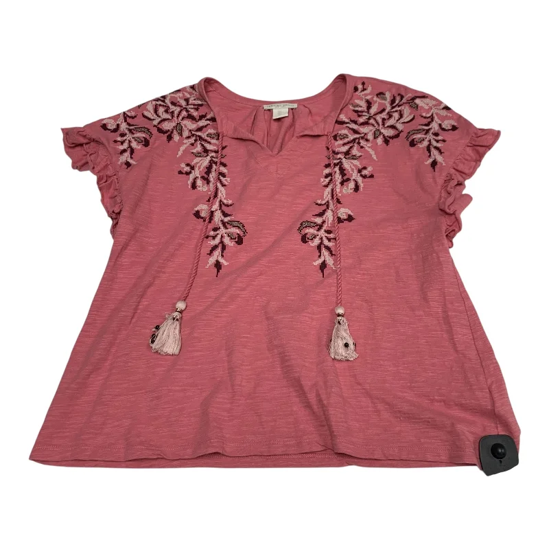 Top Short Sleeve By Christian Siriano In Pink, Size: L