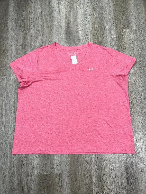 Athletic Top Short Sleeve By Under Armour In Pink, Size: 3x