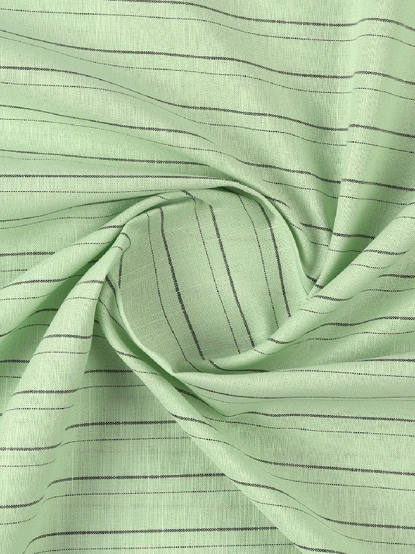 100% Cotton Men Striped Shirt Fabric Light Green Liberty Cotton