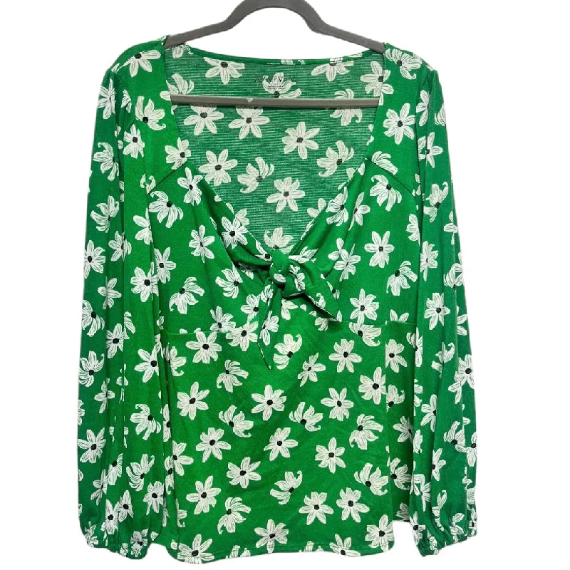 Top Long Sleeve By Ava & Viv In Green, Size: 1x