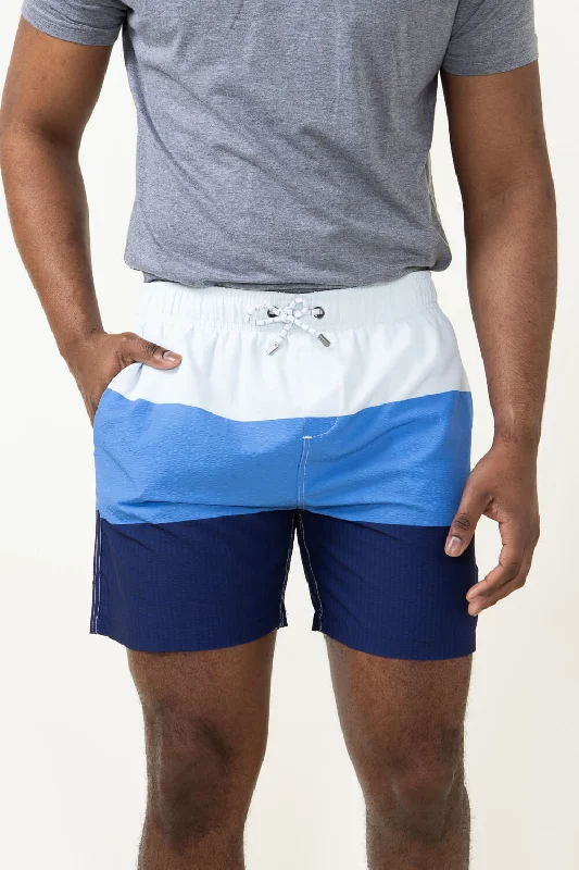 Simply Southern Tricolor Swim Shorts for Men in Blue | PP-0124-MN-SWIMSHORT-REGATTA