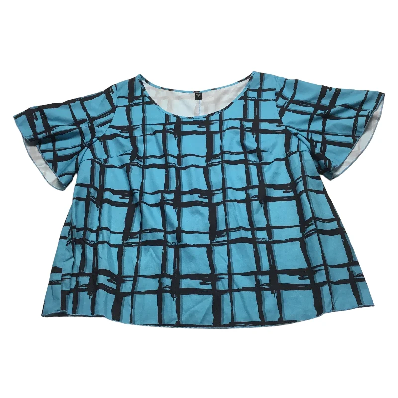 Black & Blue Top Short Sleeve Shein, Size 3x