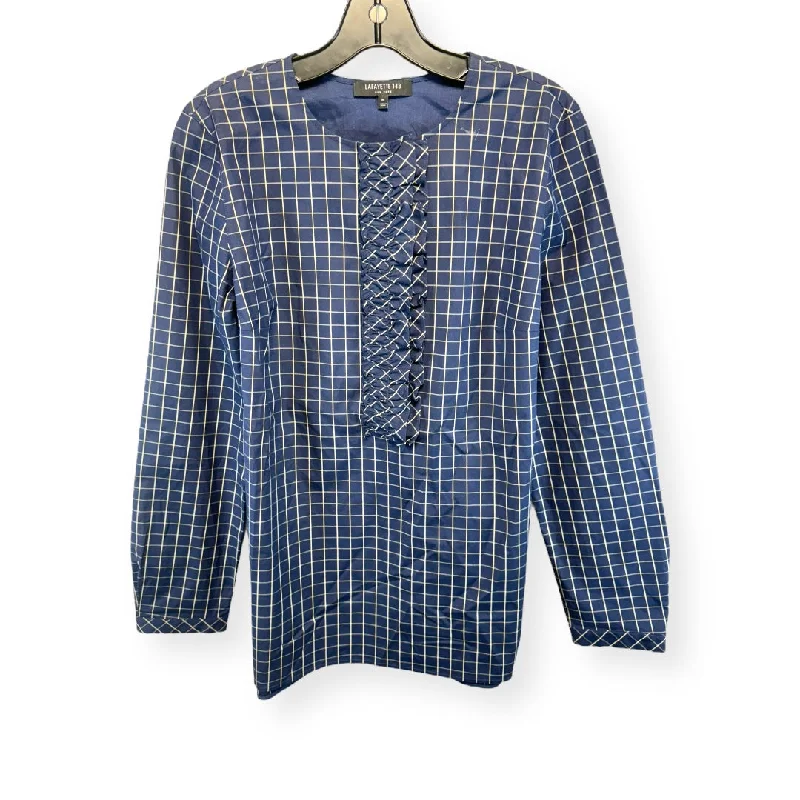 Plaid Pattern Top Long Sleeve Lafayette 148, Size M