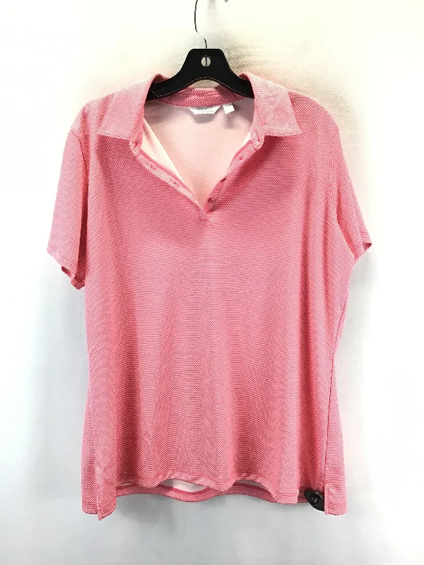 Top Short Sleeve By Lady Hagen In Red & White, Size: Xxl