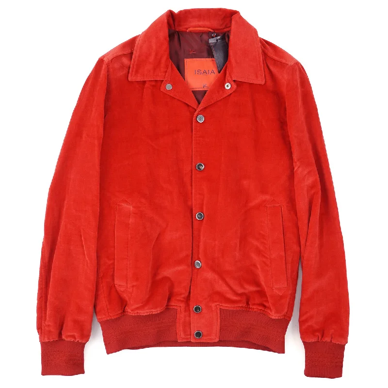 Isaia Brushed Velvet Varsity Jacket