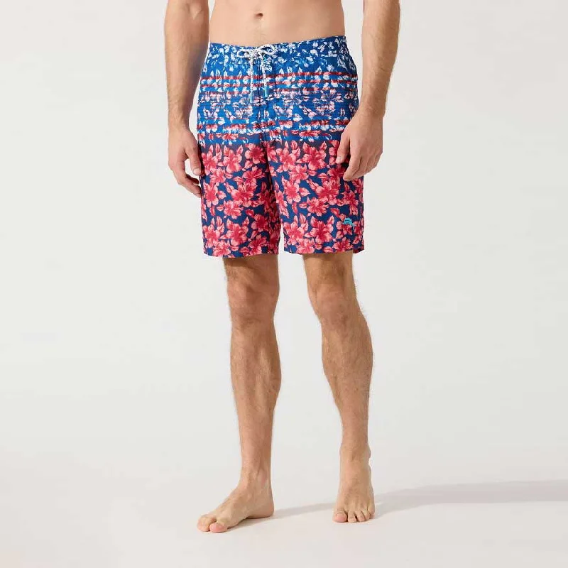 Tommy Bahama 9-Inch Baja Flora And Stripes Boardshorts - Classic Blue