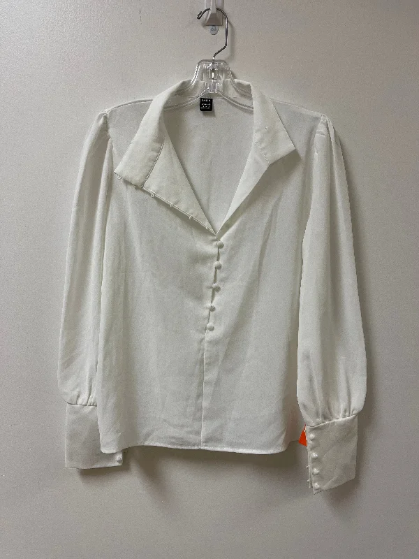 Top Long Sleeve By Shein In White, Size: M