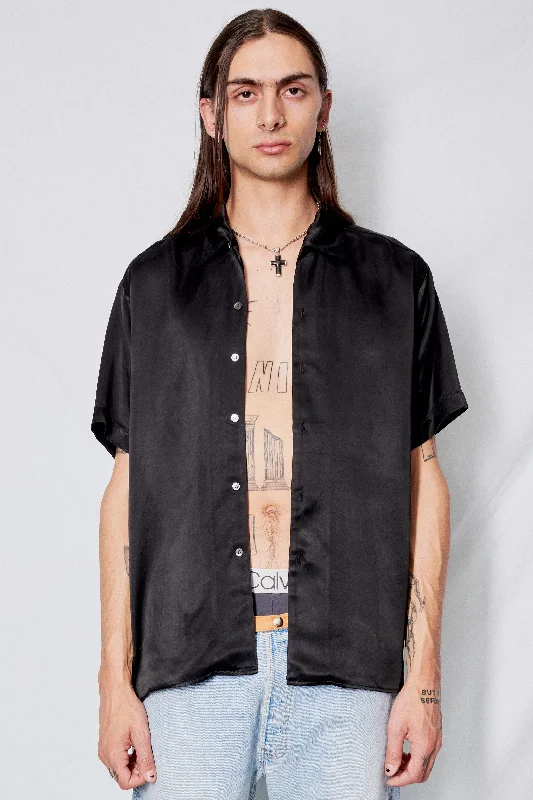 Black Cupro Camp Shirt