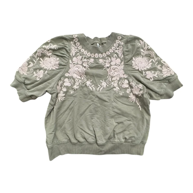 Top Short Sleeve By Anthropologie In Green & Tan, Size: M