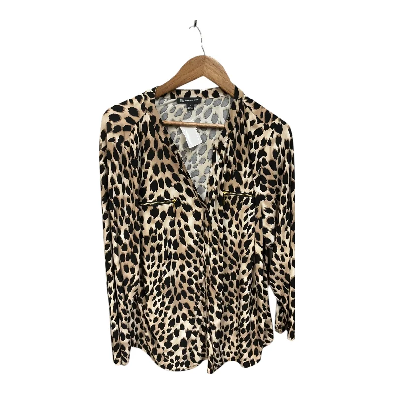 Top 3/4 Sleeve By International Concepts In Animal Print, Size:3X