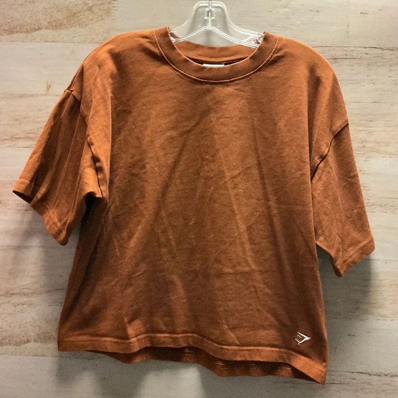 Athletic Top Short Sleeve By Gym Shark In Orange, Size: M