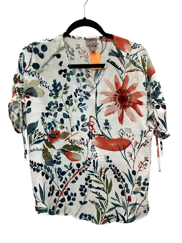 Top Short Sleeve By Chicos In Floral Print, Size: M