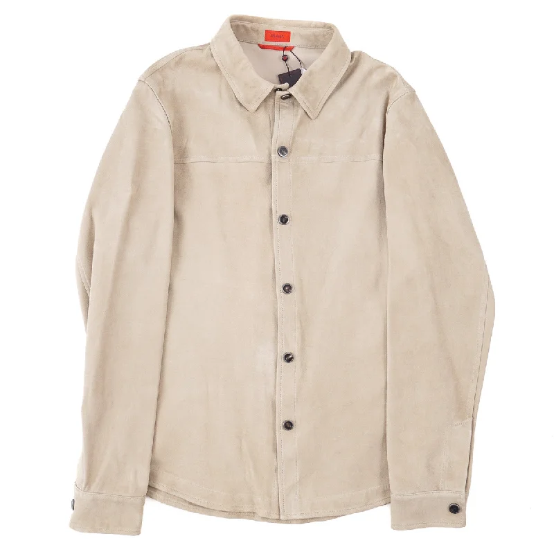 Isaia Lamb Suede Leather Overshirt Jacket