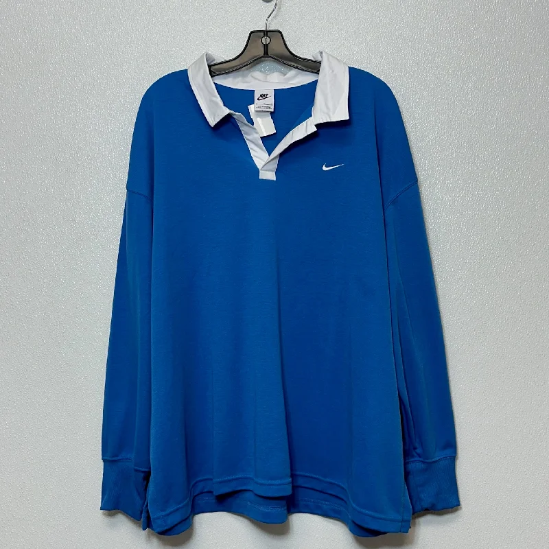 Top Long Sleeve By Nike In Blue, Size: Xl