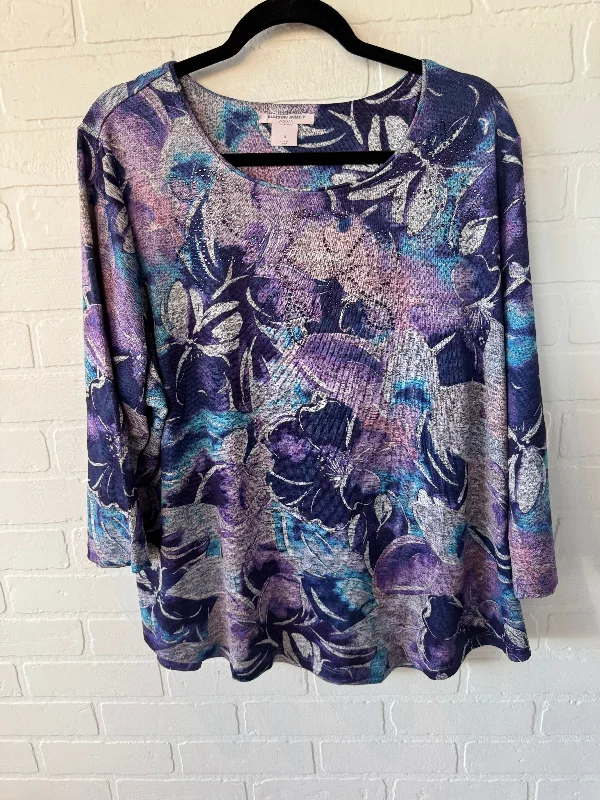 Top Long Sleeve By Allison Daley In Purple, Size: 1x