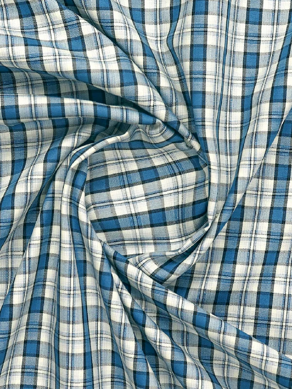 Men Cotton Blend Checked Shirt Fabric Blue Vibgiyor Bit