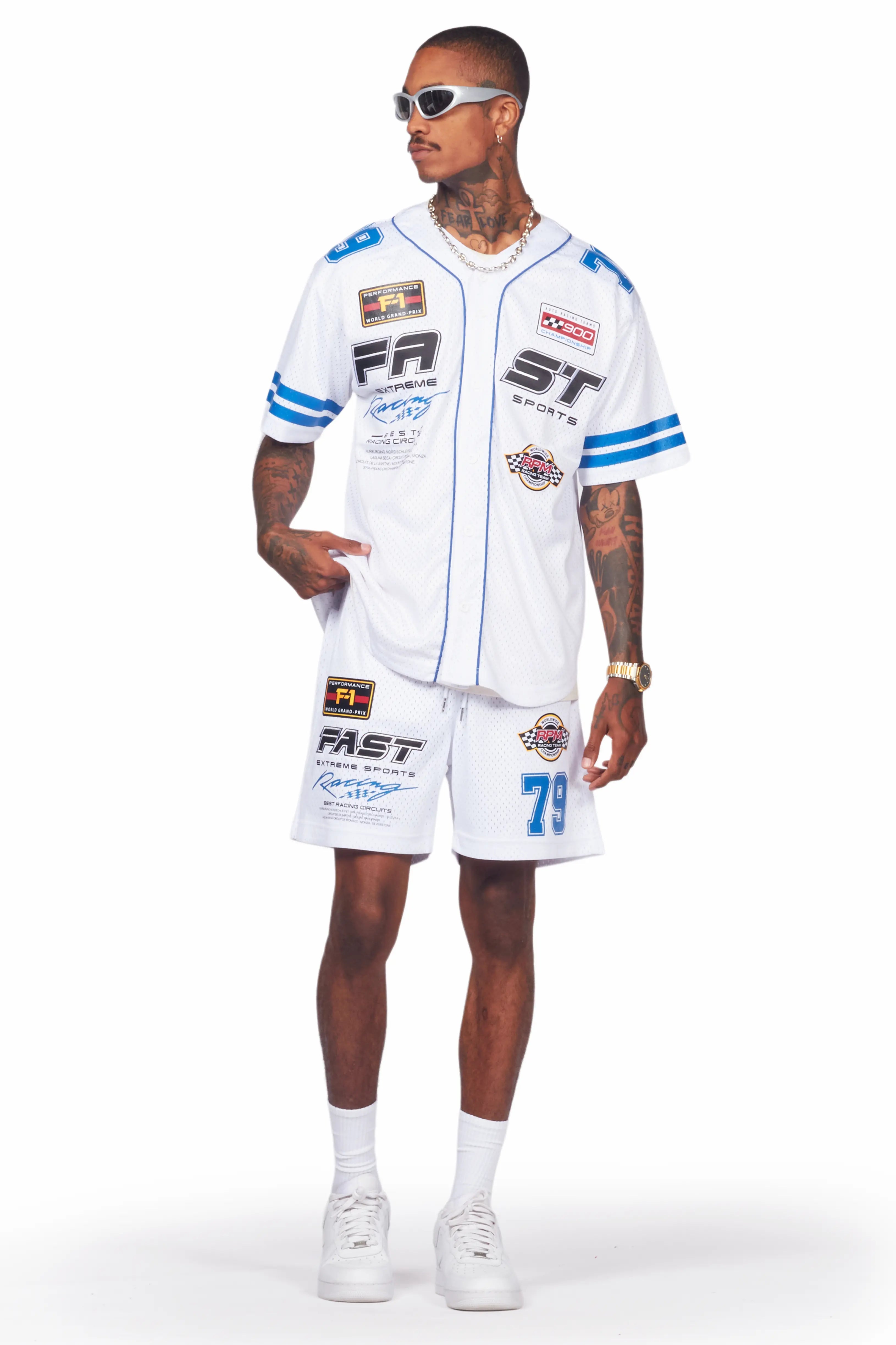 Takato White Mesh Jersey Short Set