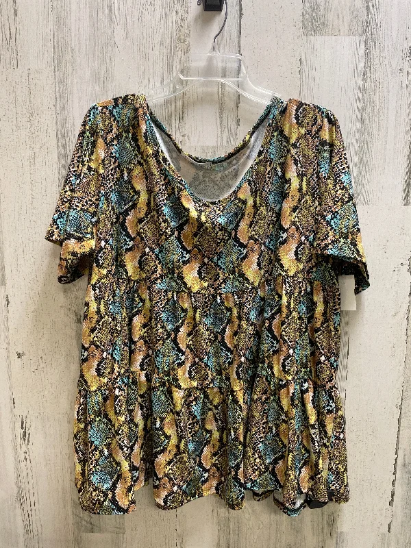 Top Short Sleeve By Clothes Mentor In Animal Print, Size: 2x