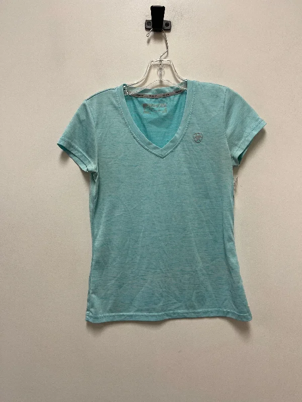 Athletic Top Short Sleeve By Ariat In Blue, Size: S