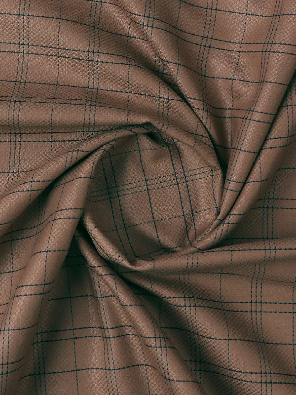 Mens Cotton Rich Checked Brown Shirt Fabric High Style