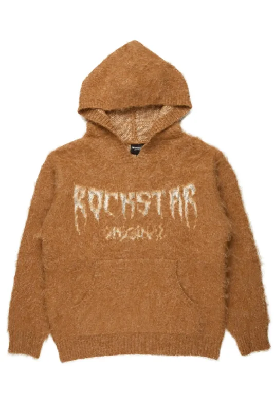 Boys Andros Brown Graphic Knit Hoodie