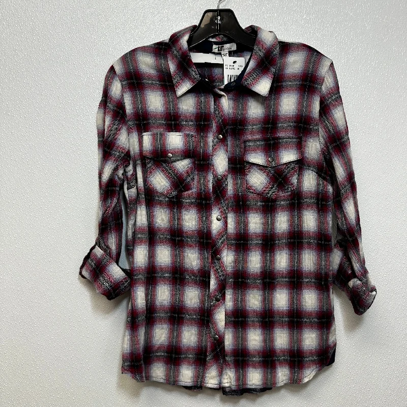 Top Long Sleeve Basic By Kut In Plaid, Size: Petite  Medium