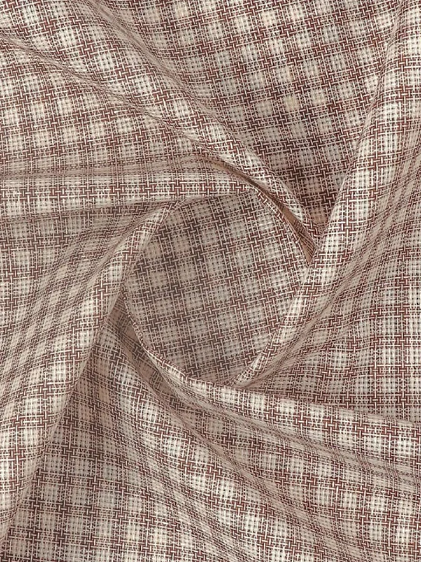 Cotton Rich Checked Shirt Fabric Brown High Style