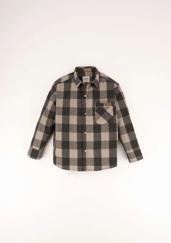 18.1-TAUPE CHECK SHIRT W/COLLAR