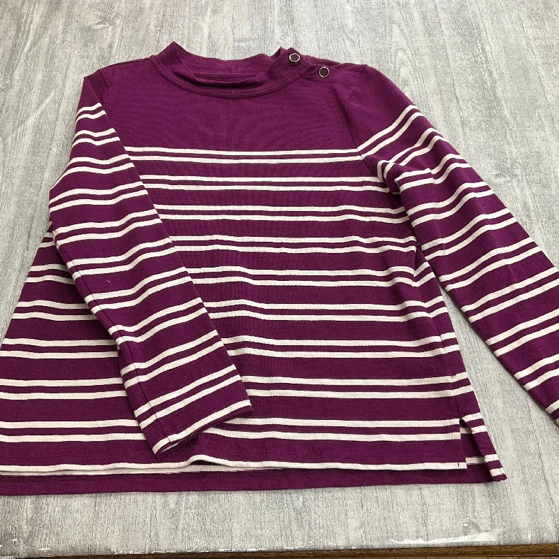 Top Long Sleeve By Talbots In Purple & White, Size: Petite L