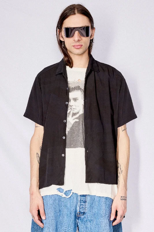 Black Overdyed Rayon Camp Shirt