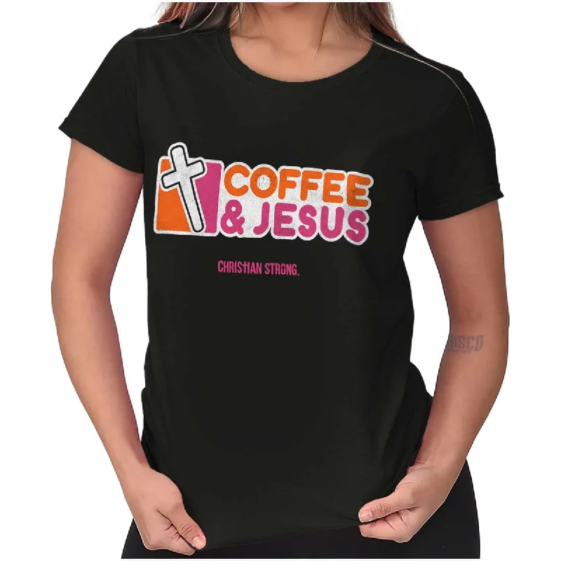 Coffee And Jesus Donuts Ladies T Shirt Relaxed Men's Australian 