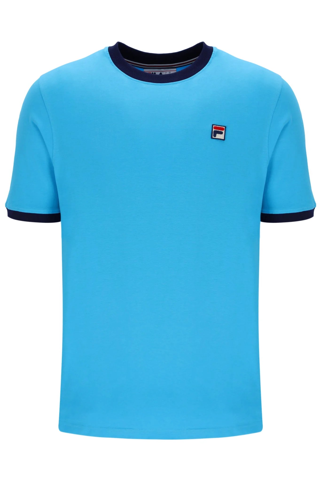 Fila Vintage Men's Marconi Essential Ringer T Shirt Cyan Blue / Fila Navy Sleek Men's Contemporary 