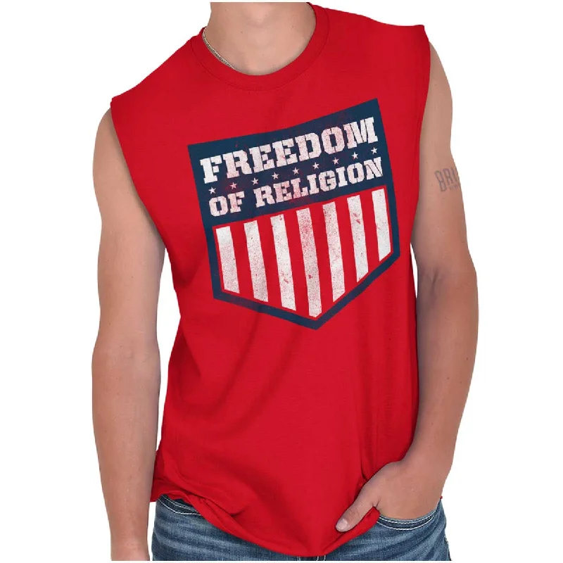 Freedom of Religion Sleeveless T Shirt Trendy Men's Bucket