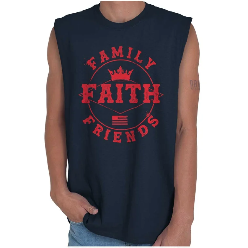 Faith Family Friends Sleeveless T Shirt Modern Men's Geometric