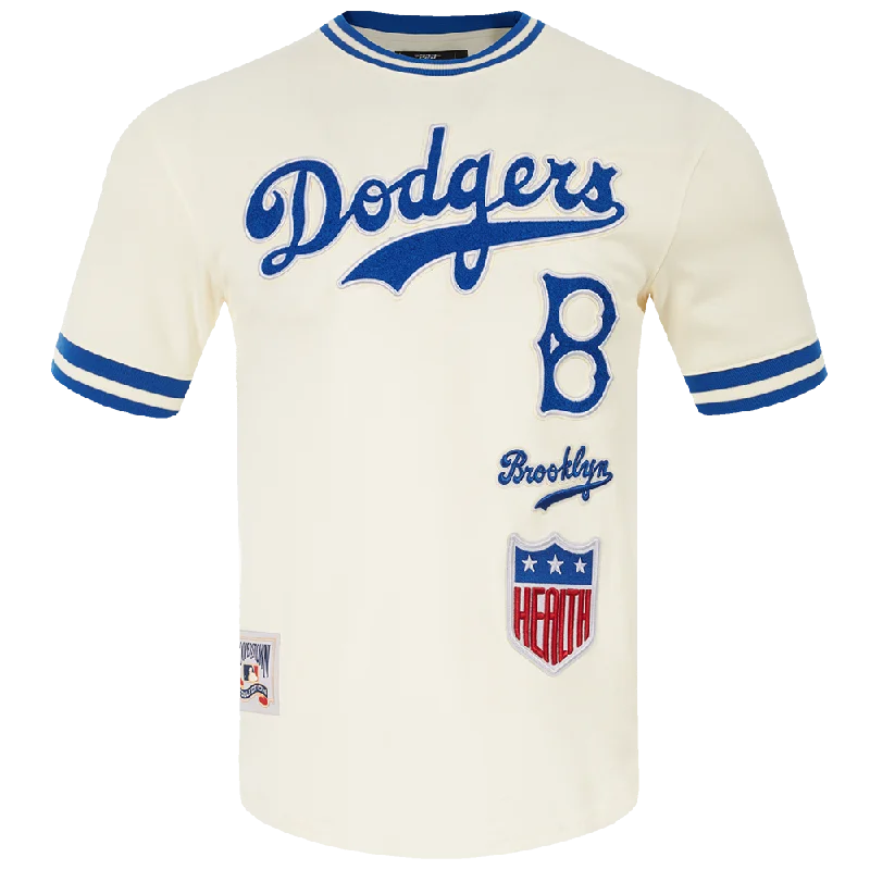 MLB BROOKLYN DODGERS RETRO CLASSIC MEN'S DOUBLE KNIT TOP (EGGSHELL/ ROYAL BLUE) Refined Men's Hand