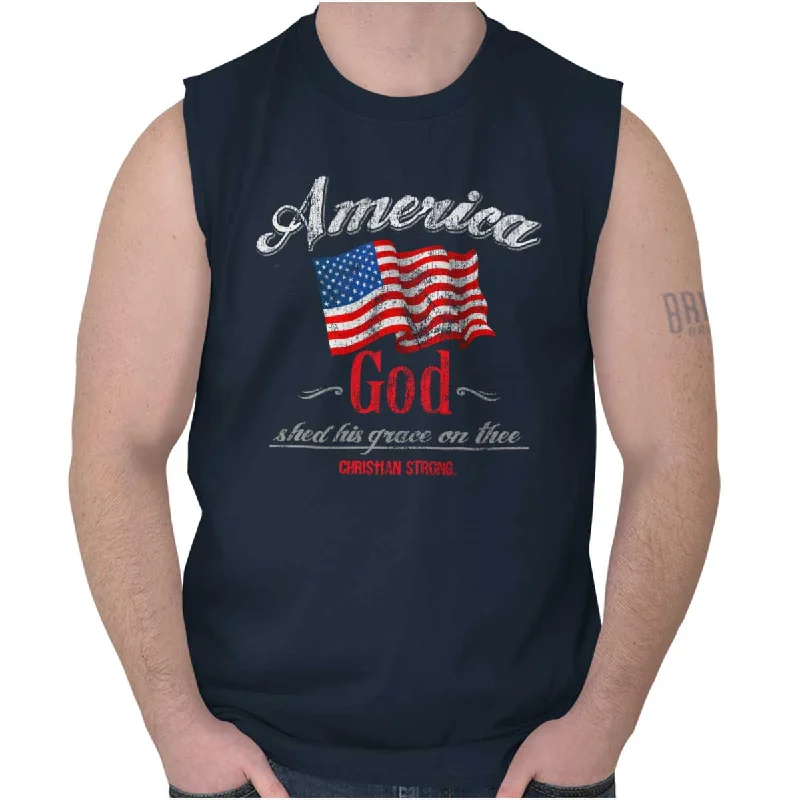 America God Sleeveless T-Shirt Cozy Men's Winter