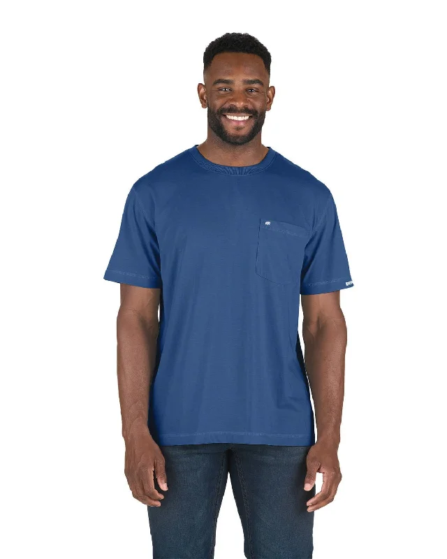 Berne Mens Performance Pocket Blue Cotton Blend S/S T-Shirt Sleek Men's Contemporary 