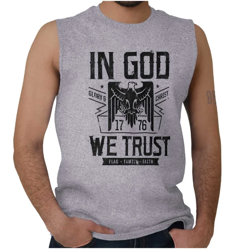 In God We Trust Sleeveless T Shirt Tough Men's Military