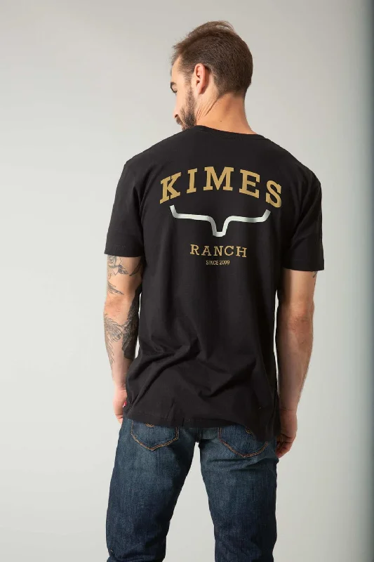 Kimes Ranch Mens Since 2009 Black Cotton Blend S/S T-Shirt Unique Men's Patch