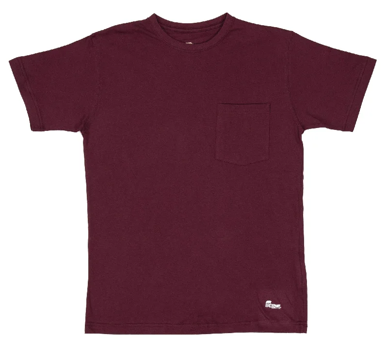 Berne Mens Maroon 100% Cotton Heavyweight Pocket Tee L TALL Sporty Men's Athleisure 