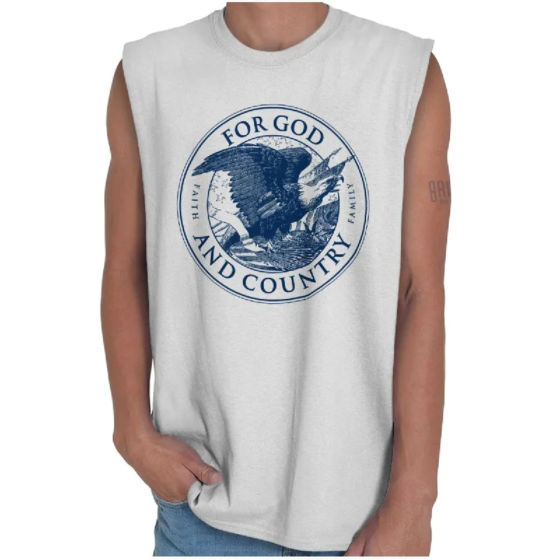 For God and Country Sleeveless T Shirt Stylish Men's Neon