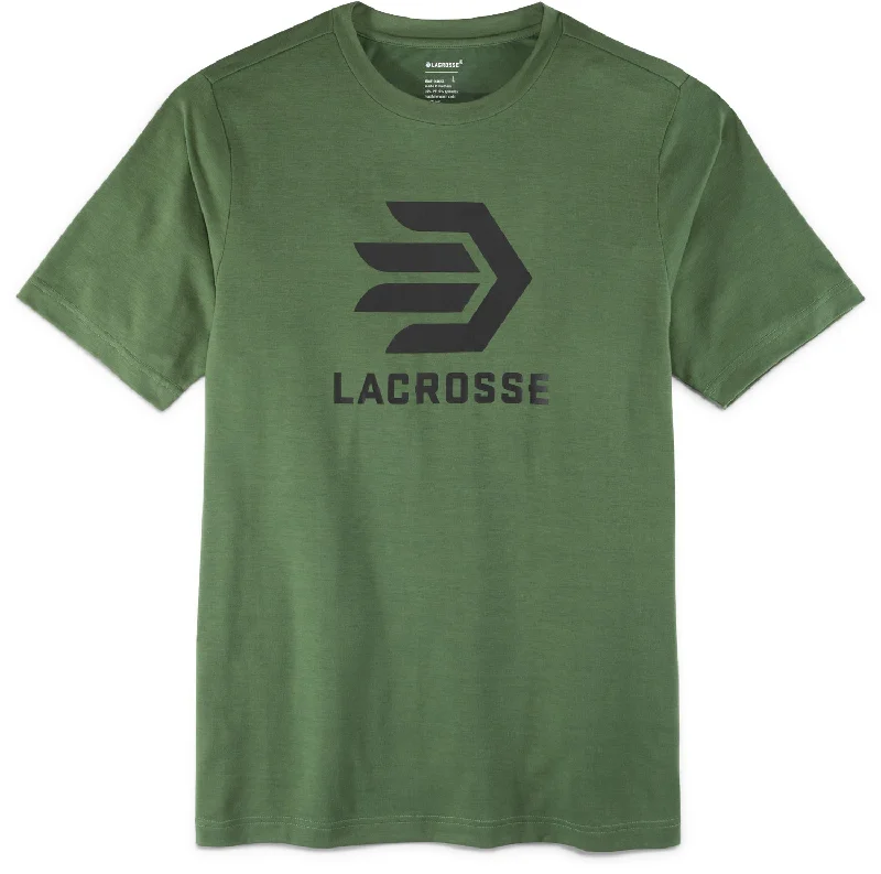 Lacrosse Mens Forever Forward Tee Green Poly/Spandex S/S T-Shirt Organic