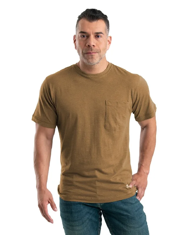 Berne Apparel Mens Performance Pocket Tee Brown Cotton Blend L/S T-Shirt Dapper Men's Bow