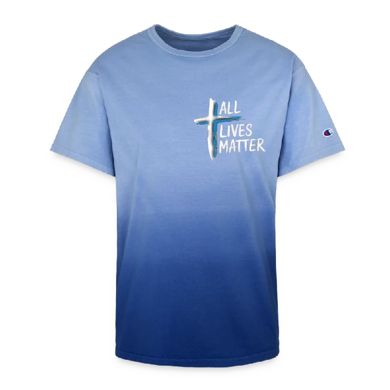 Outspoken Designs 04-02 "All Lives Matter" Designer Champion Unisex Dip Dye T-shirt (RoyalBlue-Ombre) Edgy Men's Punk