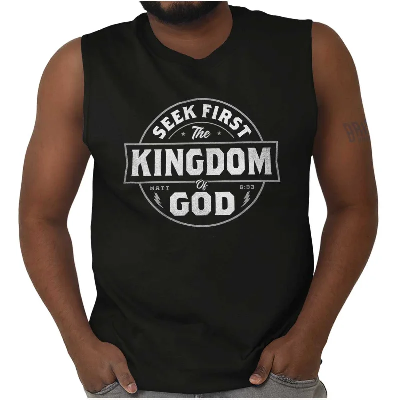 Seek First the Kingdom Sleeveless T Shirt Vintage Men's 1970S Disco